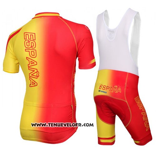 2016 Maillot Ciclismo Espagne Jaune et Rouge Manches Courtes et Cuissard